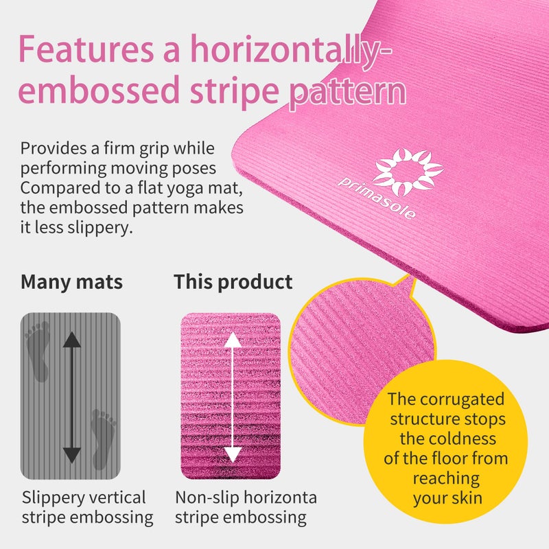 Primasole Thick Yoga Mat, 1/2-Inch Extra Thick NBR Mat with Enhanced Stability - Textured Design, Lightweight Mat with Carrying Strap & Case for Yoga, Pilates, Gym & Home Use (Multiple Colors) - Image 3